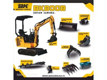 Berger Kraus Mini Excavator BK800B with FULL equipment - Máy xúc mini