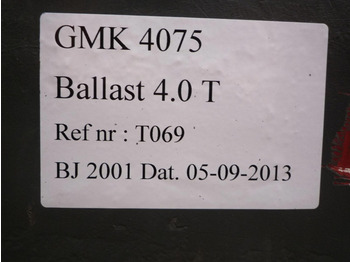 Đối trọng cho Máy móc xây dựng Grove Grove GMK 4075 counterweight 4,0 ton: hình 3