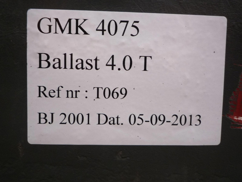 Đối trọng cho Máy móc xây dựng Grove Grove GMK 4075 counterweight 4,0 ton: hình 3