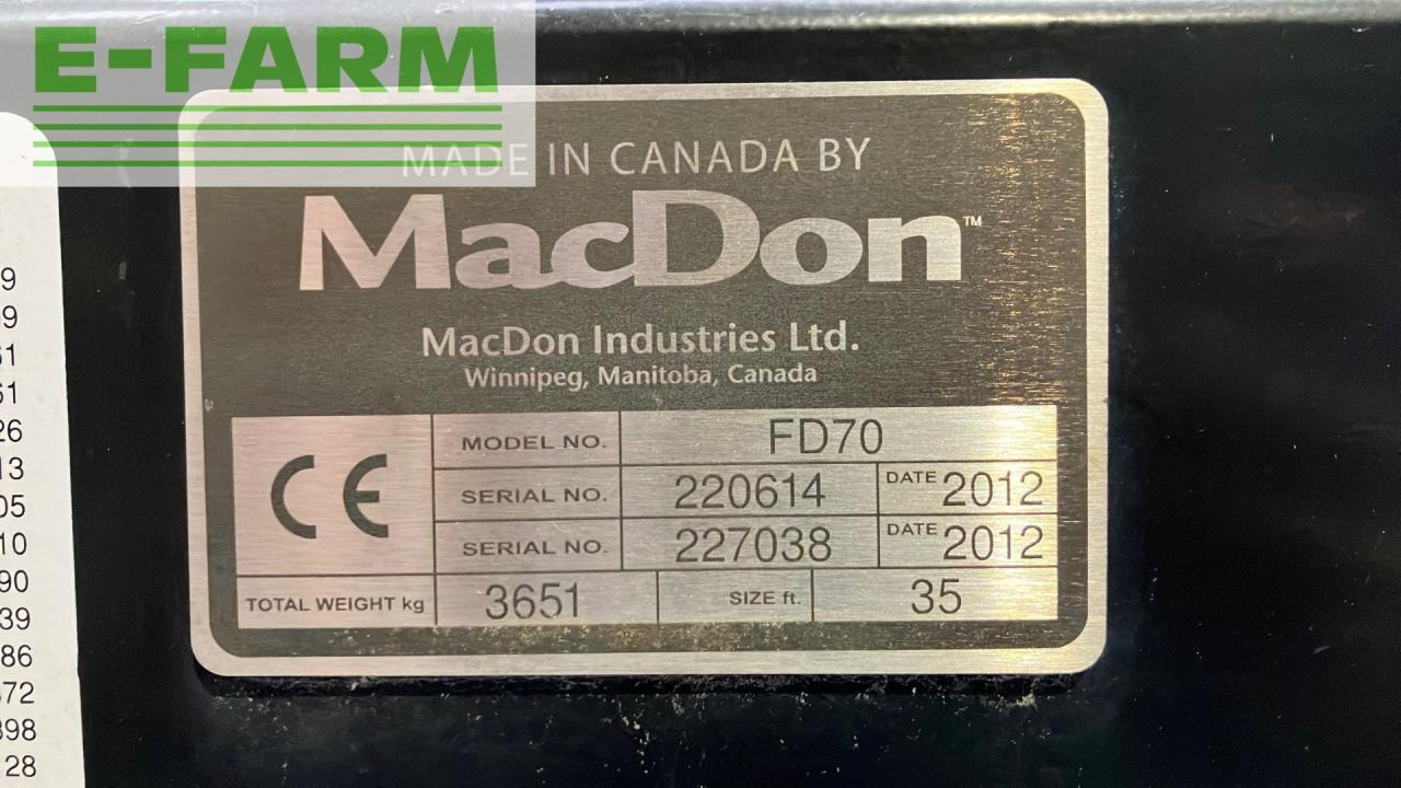 Máy gặt liên hợp MacDon FD70: hình 9
