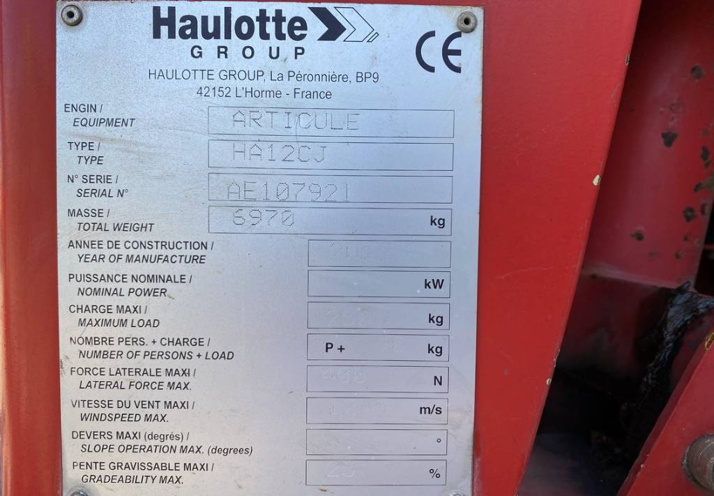 Xe nâng người nhiều khớp nối Haulotte HA12CJ Articulated Electric Boom Work Lift 1168cm: hình 10