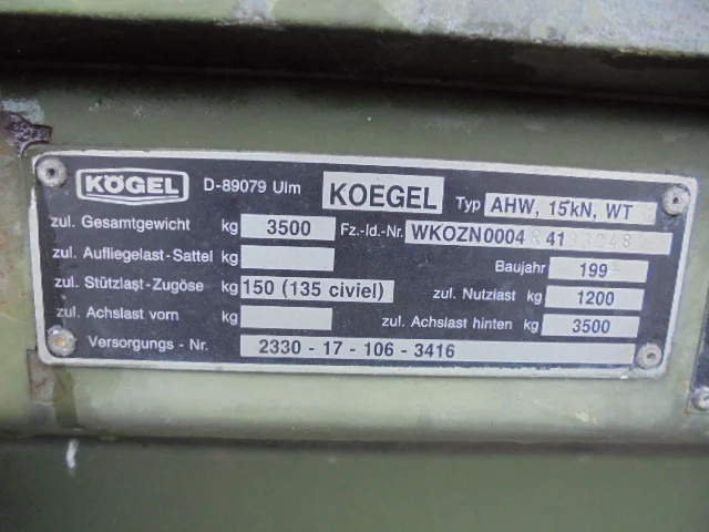 Rơ moóc mui bạt Kögel AHW 15KN WT: hình 10
