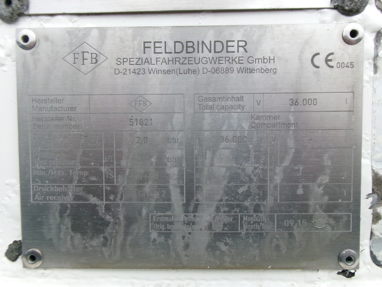 Sơ mi rơ moóc bồn để vận chuyển bột Feldbinder Powder tank alu 36 m3 / 1 comp: hình 19
