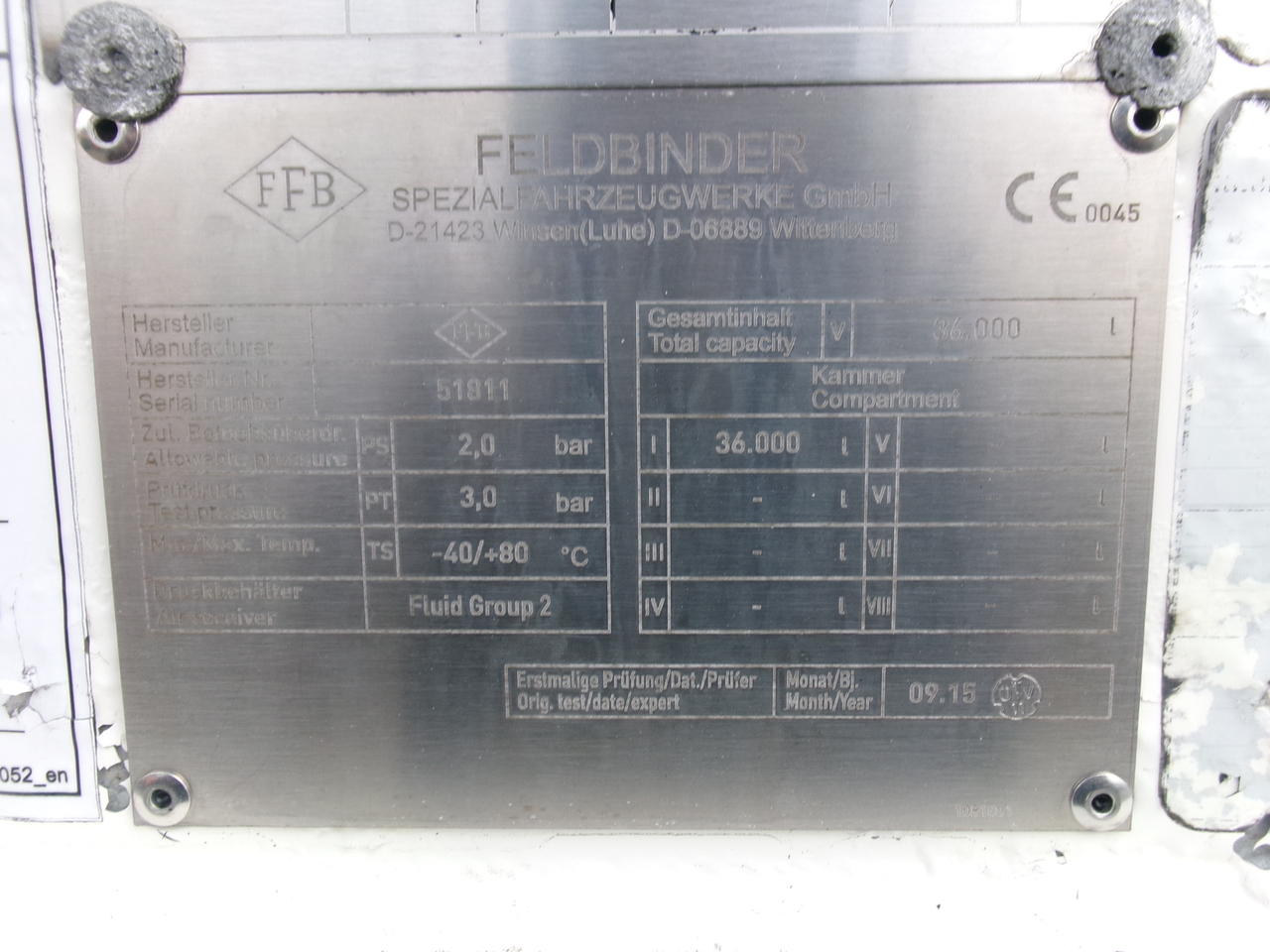 Sơ mi rơ moóc bồn để vận chuyển bột Feldbinder Powder tank alu 36 m3 / 1 comp: hình 17