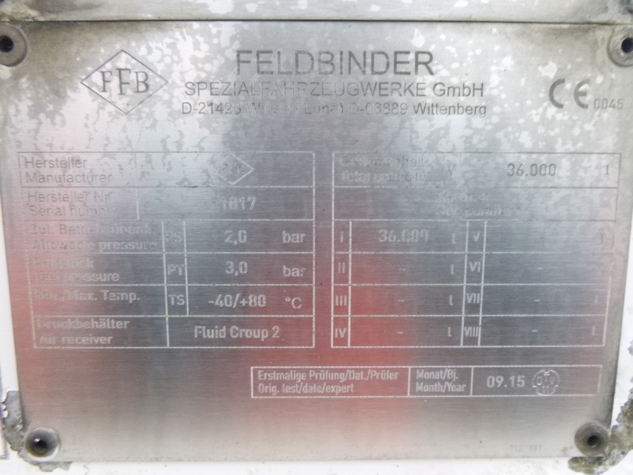 Sơ mi rơ moóc bồn để vận chuyển bột Feldbinder Powder tank alu 36 m3 / 1 comp: hình 17