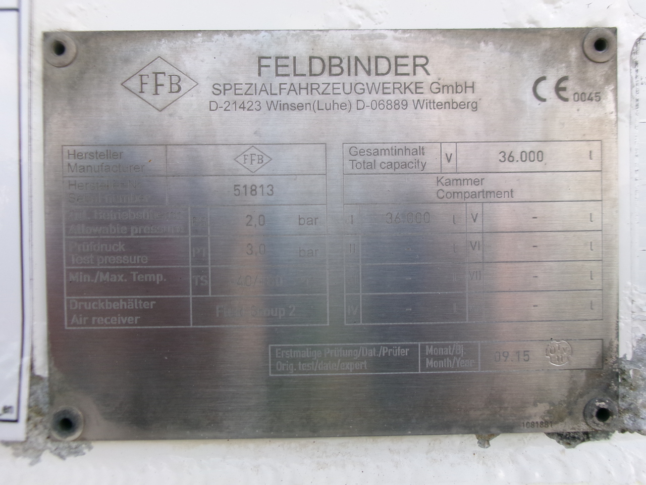 Sơ mi rơ moóc bồn để vận chuyển bột Feldbinder Powder tank alu 36 m3 / 1 comp: hình 25