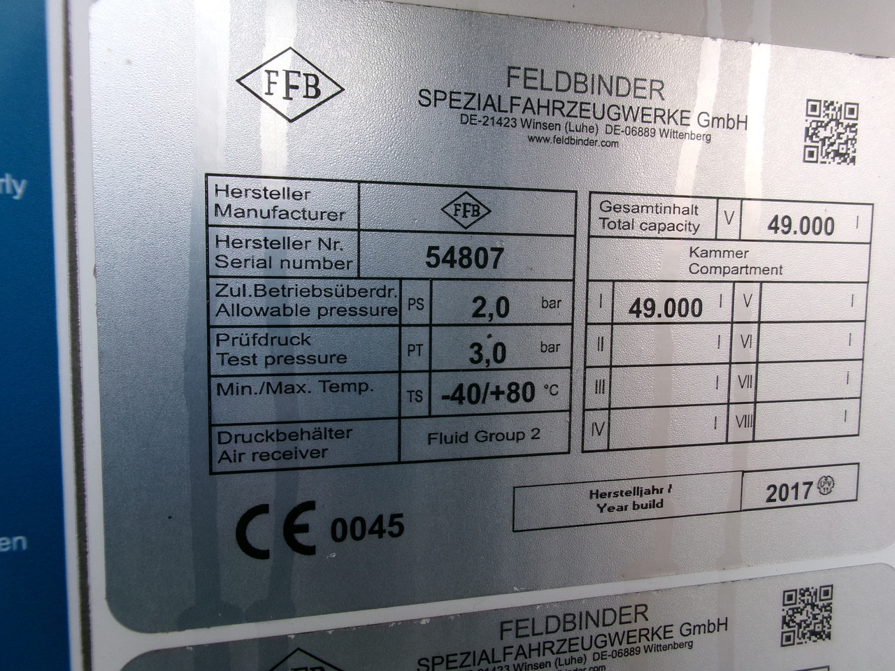 Sơ mi rơ moóc bồn để vận chuyển bột Feldbinder Powder tank alu alu 49 m3 / 1 comp: hình 29