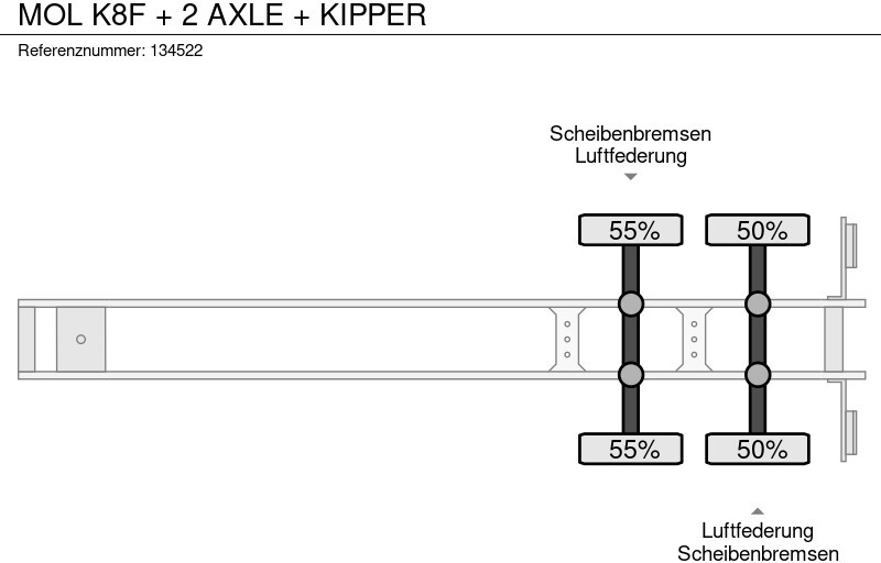 Sơ mi rơ moóc ben MOL K8F + 2 AXLE + KIPPER: hình 17