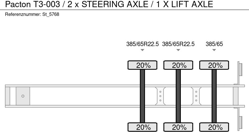 Sơ mi rơ moóc thùng lửng/ Phẳng Pacton T3-003 / 2 x STEERING AXLE / 1 X LIFT AXLE: hình 16