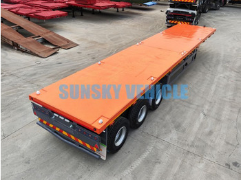 Sơ mi rơ moóc thùng lửng/ Phẳng để vận chuyển vật liệu cồng kềnh mới SUNSKY 40FT 3 axle flatbed trailer: hình 4