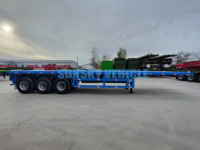 Sơ mi rơ moóc thùng lửng/ Phẳng để vận chuyển vật liệu cồng kềnh mới SUNSKY 40FT 3 axle flatbed trailer: hình 2