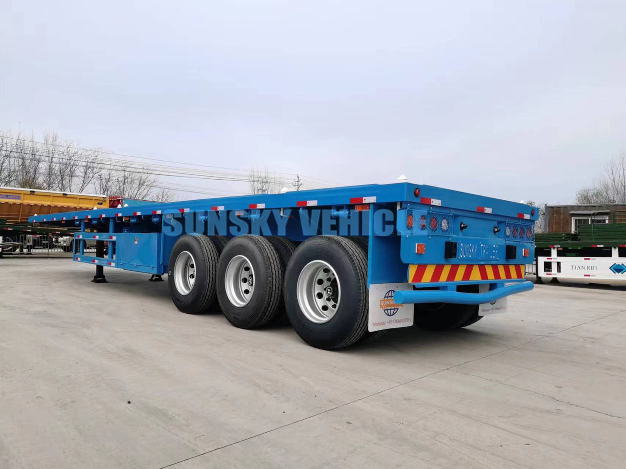 Sơ mi rơ moóc thùng lửng/ Phẳng để vận chuyển vật liệu cồng kềnh mới SUNSKY 40FT 3 axle flatbed trailer: hình 10
