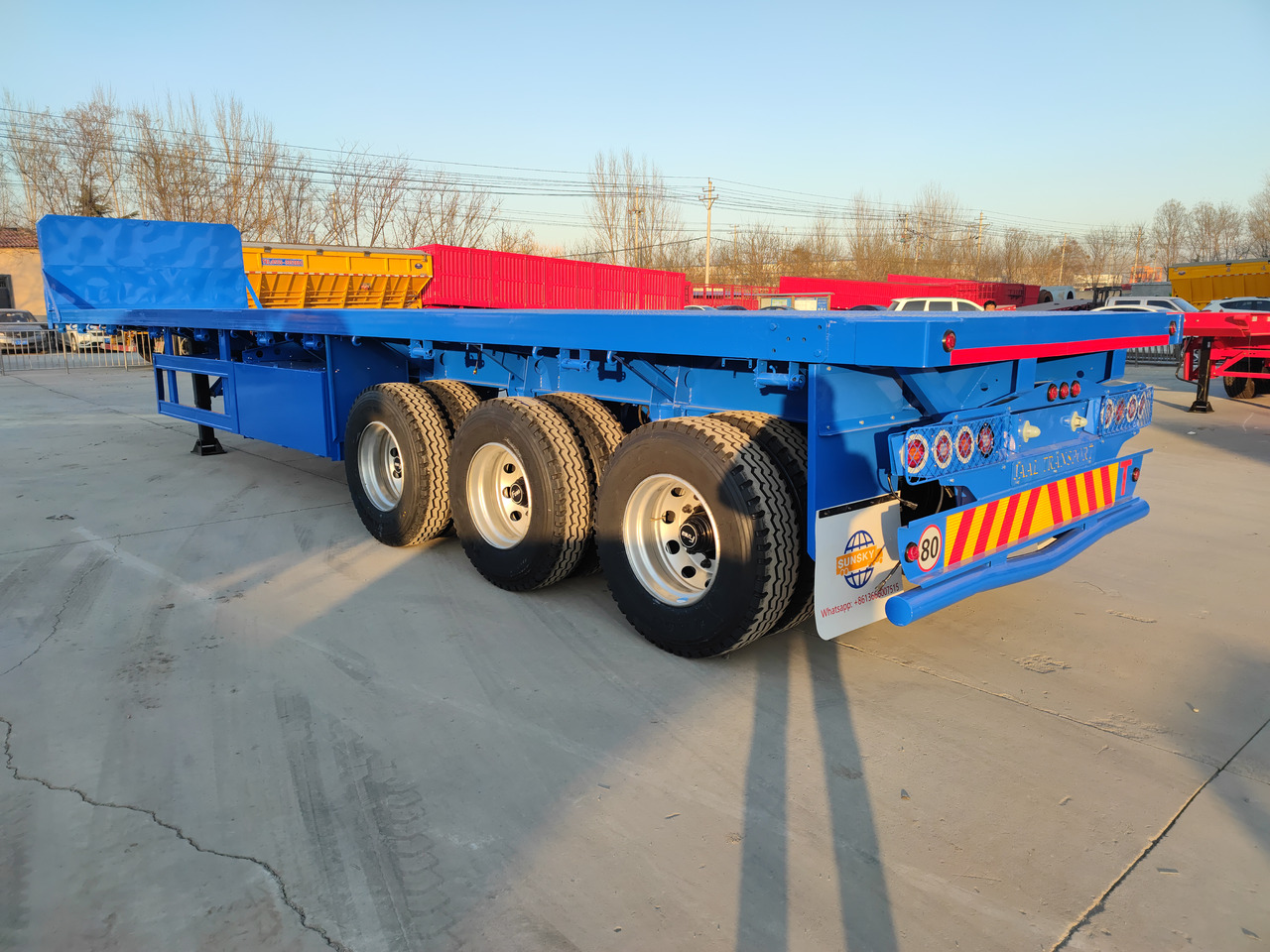 Sơ mi rơ moóc thùng lửng/ Phẳng để vận chuyển vật liệu cồng kềnh mới SUNSKY 40FT 3 axle flatbed trailer: hình 14