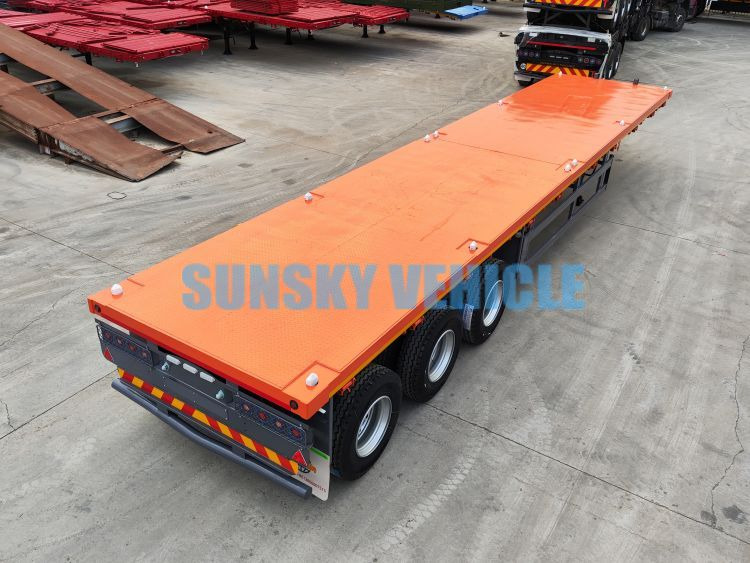 Sơ mi rơ moóc thùng lửng/ Phẳng để vận chuyển vật liệu cồng kềnh mới SUNSKY 40FT 3 axle flatbed trailer: hình 4