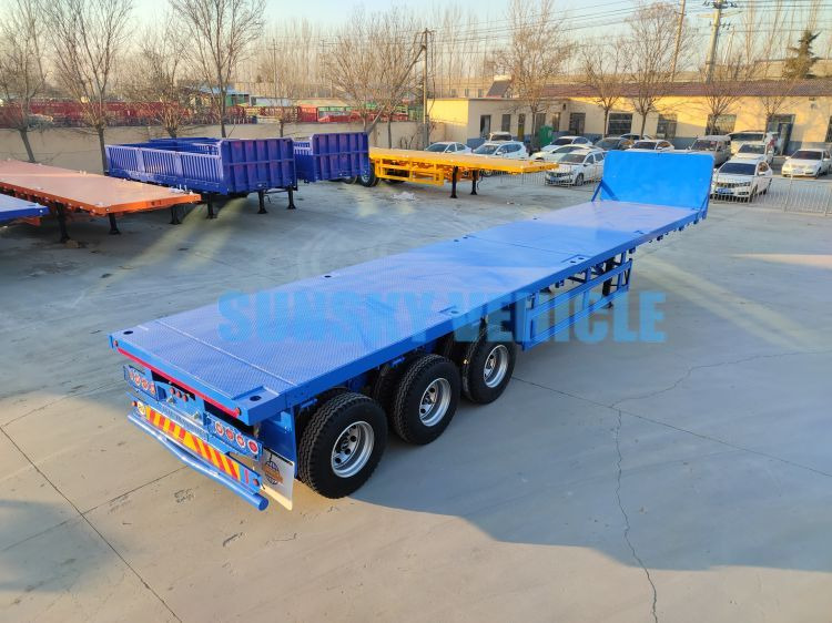 Sơ mi rơ moóc thùng lửng/ Phẳng để vận chuyển vật liệu cồng kềnh mới SUNSKY 40FT 3 axle flatbed trailer: hình 8