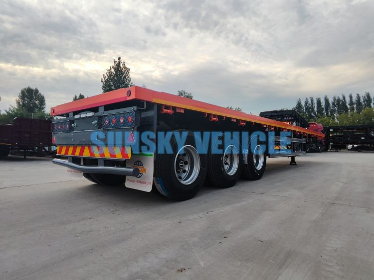 Sơ mi rơ moóc thùng lửng/ Phẳng để vận chuyển vật liệu cồng kềnh mới SUNSKY 40FT 3 axle flatbed trailer: hình 5