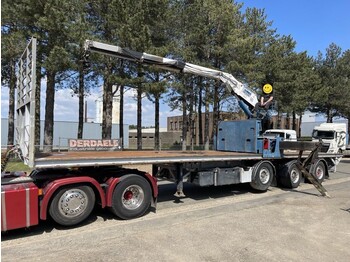 Sơ mi rơ moóc thùng lửng/ phẳng Kwb + ROLKRAAN KENNIS 20.000 (2x ext + rotator) - 3 ASSEN SAF - 1 LIFT AS / 2 STUURASSEN - SCHRIJFREMMEN - CENTRALE SMERING