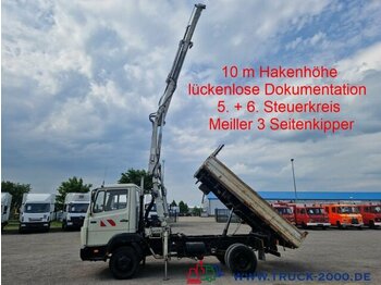 Mercedes-Benz 814 Hiab Kran 10 m Hakenhöhe Meiller 3 S. Kipper - xe ben nhỏ