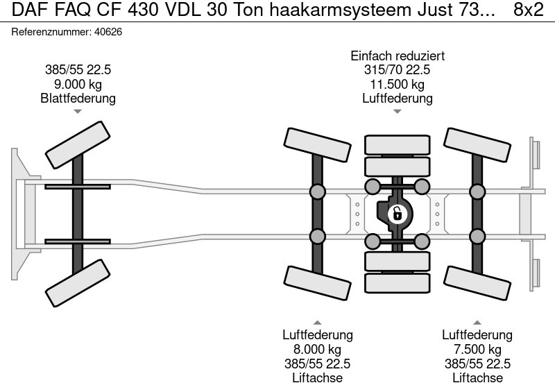 Xe tải nâng móc DAF FAQ CF 430 VDL 30 Ton haakarmsysteem Just 73.197 km!: hình 13