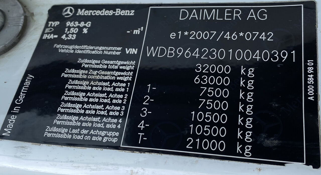 Xe ben Mercedes-Benz AROCS 3243 Tri/Benne Carte Grise Française: hình 8
