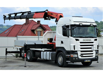 Xe tải thùng lửng/ Phẳng Scania R420 *Pritsche 6,30 m + KRAN*Top Zustand!: hình 1