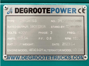 Bộ phát điện DEGROOTE POWER* DP-C80SS 80KVA: hình 4
