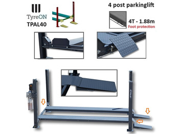 Trang thiết bị xưởng TPAL40 mobile 4 post parking lift for car - 4T - Height 188 cm - Long 415 cm runways with automatic roll-off protection - 230V-1 phase - To park 2 vehicles on top of each: hình 3