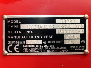 Máy xúc mini Takeuchi TB290 (4024): hình 4