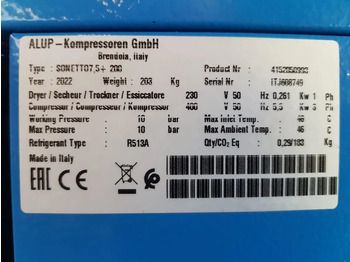 Máy nén khí mới Alup Sonetto 7.5 + 200 Elektrische Schroefcompressor met ketel en droger 5.5 kW 750 L / min 10 Bar: hình 3