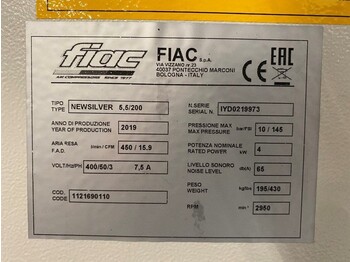 Máy nén khí mới Fiac NewSilver 5.5 / 200 Silent 4 kW 450 L / min 10 Bar Elektrische Schroefcompressor met ketel: hình 4 Máy nén khí mới Fiac NewSilver 5.5 / 200 Silent 4 kW 450 L / min 10 Bar Elektrische Schroefcompressor met ketel: hình 4