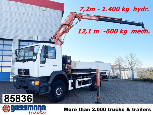 MAN 14.224 LAC 4x4 BB mit Kran Atlas 100.1 - Xe tải thùng lửng/ Phẳng, Xe cẩu tự hành: hình 1 MAN 14.224 LAC 4x4 BB mit Kran Atlas 100.1 - Xe tải thùng lửng/ Phẳng, Xe cẩu tự hành: hình 1