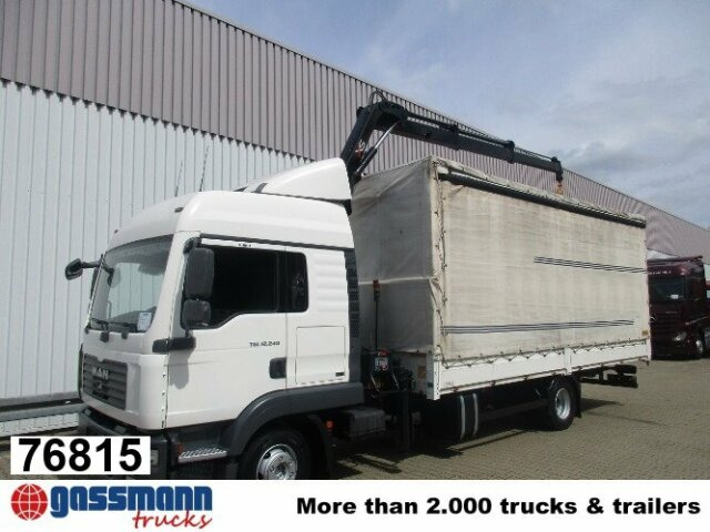 MAN TGL 12.240BL 4x2, mit Kran Hiab 088 mit Funk - Xe tải thùng mui bạt, Xe cẩu tự hành: hình 1 MAN TGL 12.240BL 4x2, mit Kran Hiab 088 mit Funk - Xe tải thùng mui bạt, Xe cẩu tự hành: hình 1