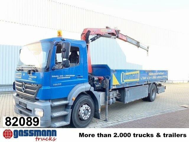 Mercedes-Benz Axor 1828 L 4x2 mit Kran Palfinger PK 9501, Funk - Xe tải thùng lửng/ Phẳng, Xe cẩu tự hành: hình 1 Mercedes-Benz Axor 1828 L 4x2 mit Kran Palfinger PK 9501, Funk - Xe tải thùng lửng/ Phẳng, Xe cẩu tự hành: hình 1