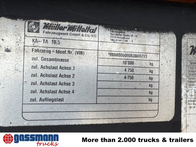 Müller-Mitteltal KA-TA 10.5C, Ex-Stadtverwaltung - Rơ moóc ben: hình 2 Müller-Mitteltal KA-TA 10.5C, Ex-Stadtverwaltung - Rơ moóc ben: hình 2