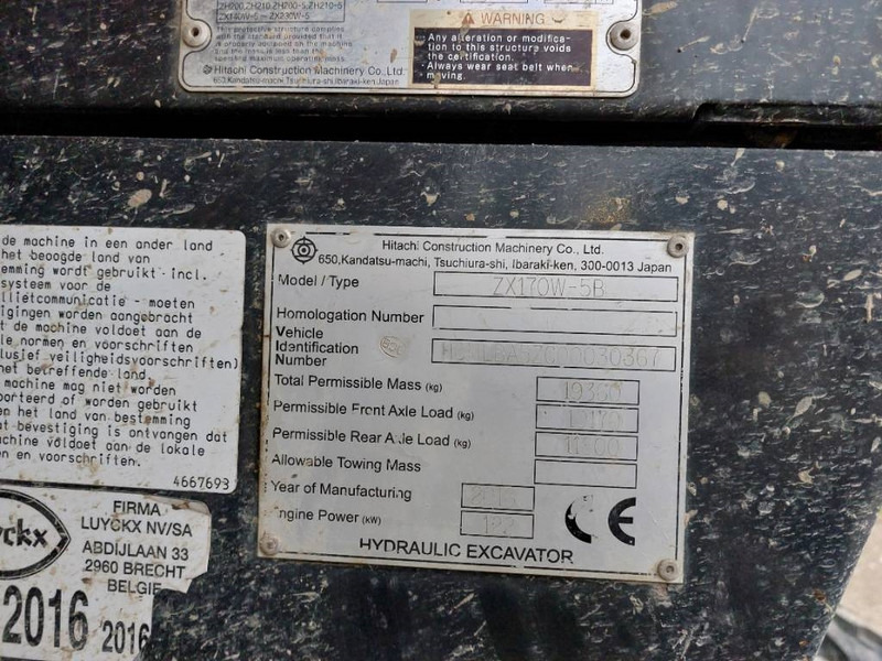 Máy xúc bánh lốp Hitachi ZX 170 W-5 B: hình 7