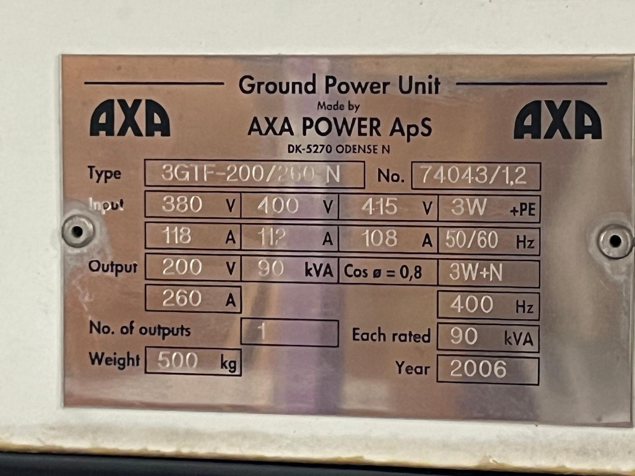Axa Power - 90kva 3GTF-200/260N Hangar Use - Bộ nguồn mặt đất: hình 2 Axa Power - 90kva 3GTF-200/260N Hangar Use - Bộ nguồn mặt đất: hình 2