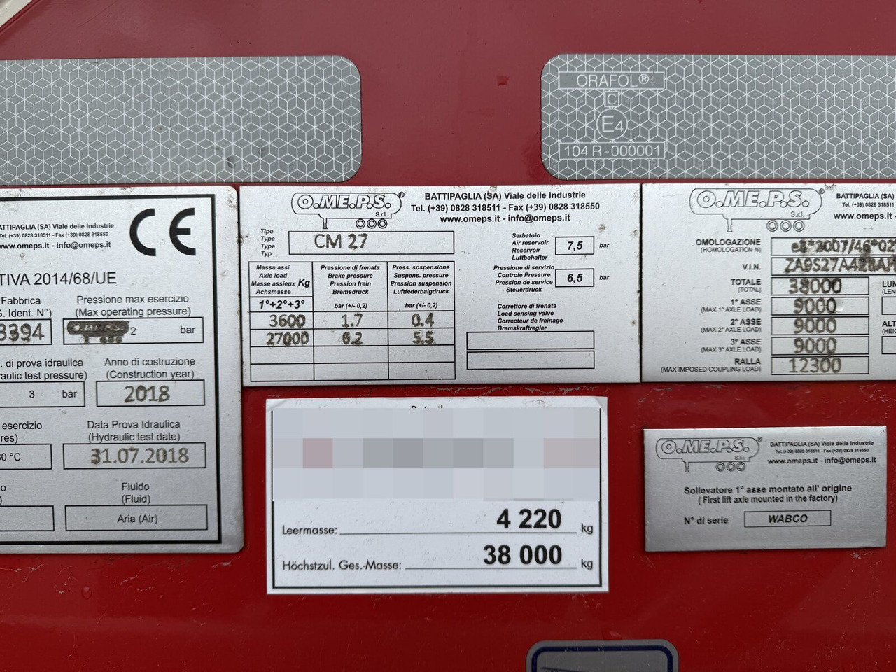 Sơ mi rơ moóc bồn silo Feldbinder O.ME.P.S Silo Auflieger 39,3 Tonnen 3 Achs: hình 18