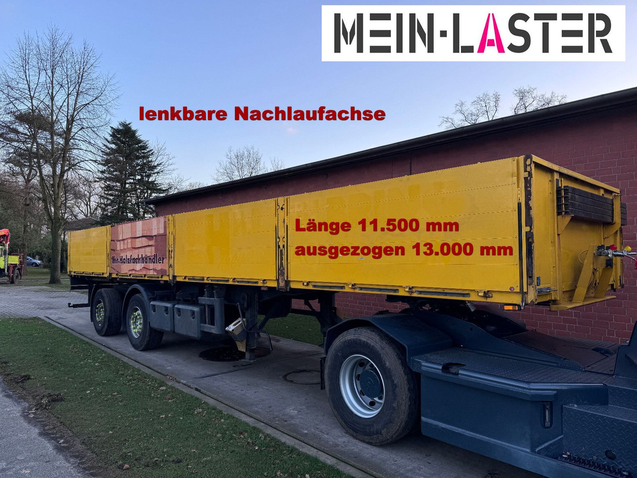 Ackermann Baustoffpritsche 11.5-13 m Lenkachse NL 19t - Sơ mi rơ moóc thùng lửng/ Phẳng: hình 1 Ackermann Baustoffpritsche 11.5-13 m Lenkachse NL 19t - Sơ mi rơ moóc thùng lửng/ Phẳng: hình 1