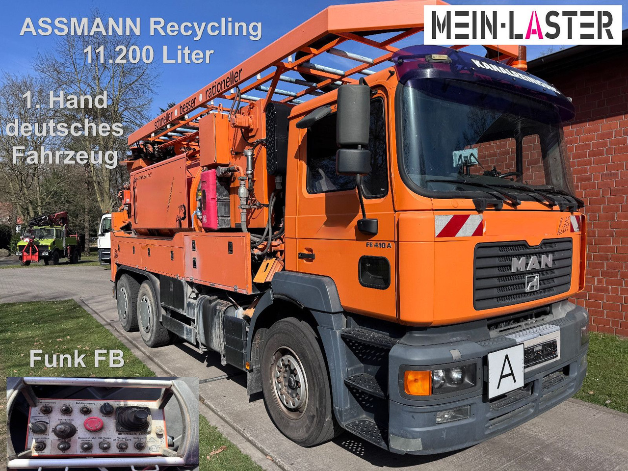 MAN FE 410 Assmann Saug HD Spüler Recycling + FB. - Xe tải chân không: hình 1 MAN FE 410 Assmann Saug HD Spüler Recycling + FB. - Xe tải chân không: hình 1