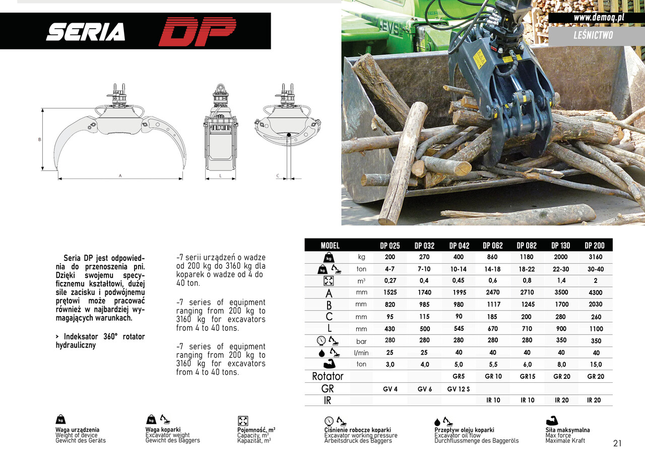 DEMOQ DP062 Log Grab 860 kg - Nho táo cho Máy móc xây dựng: hình 4 DEMOQ DP062 Log Grab 860 kg - Nho táo cho Máy móc xây dựng: hình 4