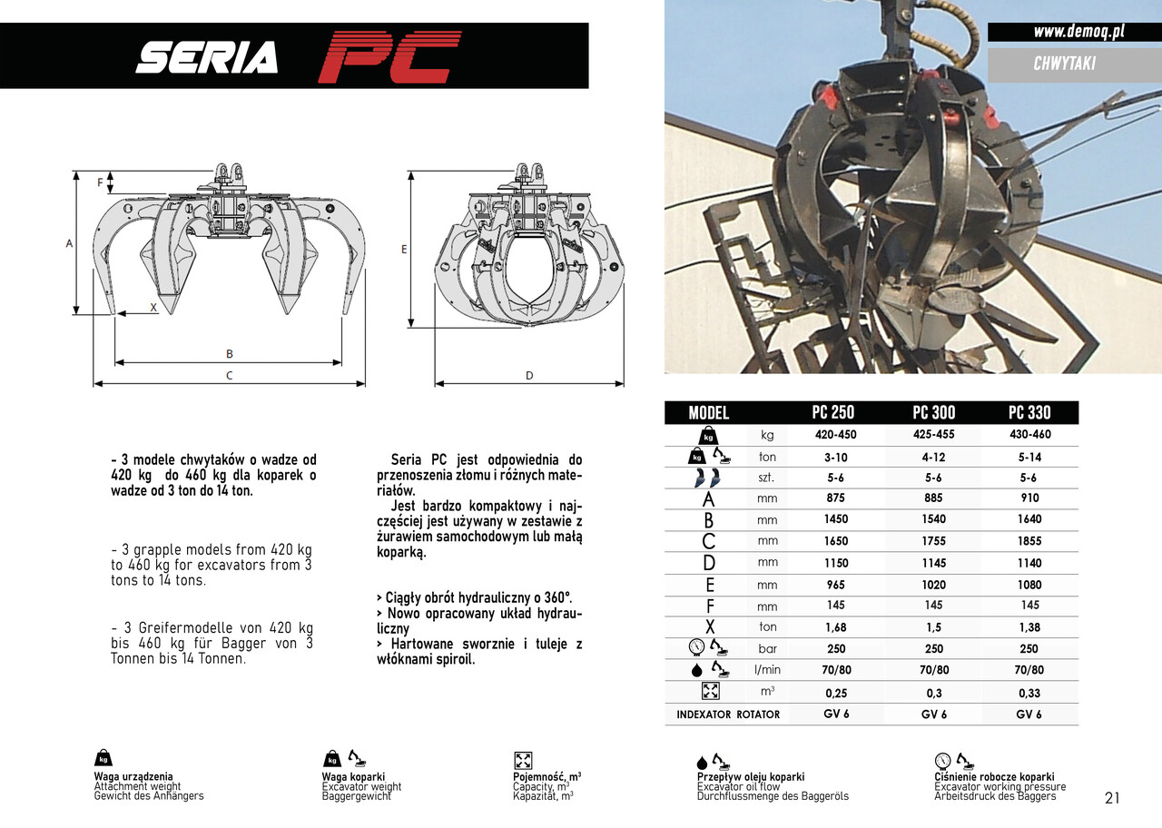 DEMOQ PC300 Hydraulic Polyp -grab - Nho táo cho Máy móc xây dựng: hình 5 DEMOQ PC300 Hydraulic Polyp -grab - Nho táo cho Máy móc xây dựng: hình 5