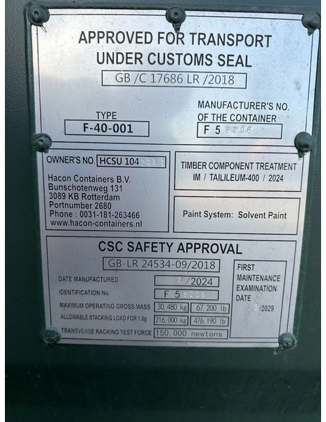 Container biển Onbekend TOP 20FT DV 8'6" containers ONE-WAY, 2x available, darkgreen: hình 13