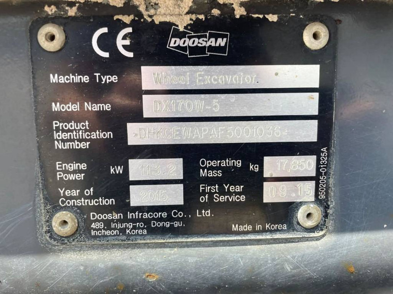 Máy xúc bánh lốp Doosan DX170W-5: hình 6