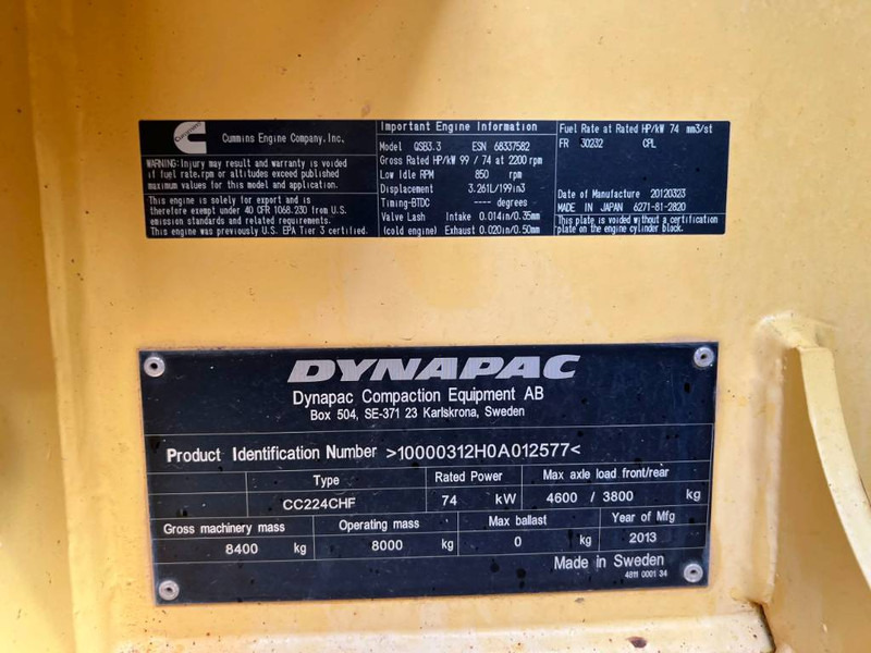 Xe lu kết hợp Dynapac CC224CHF: hình 9