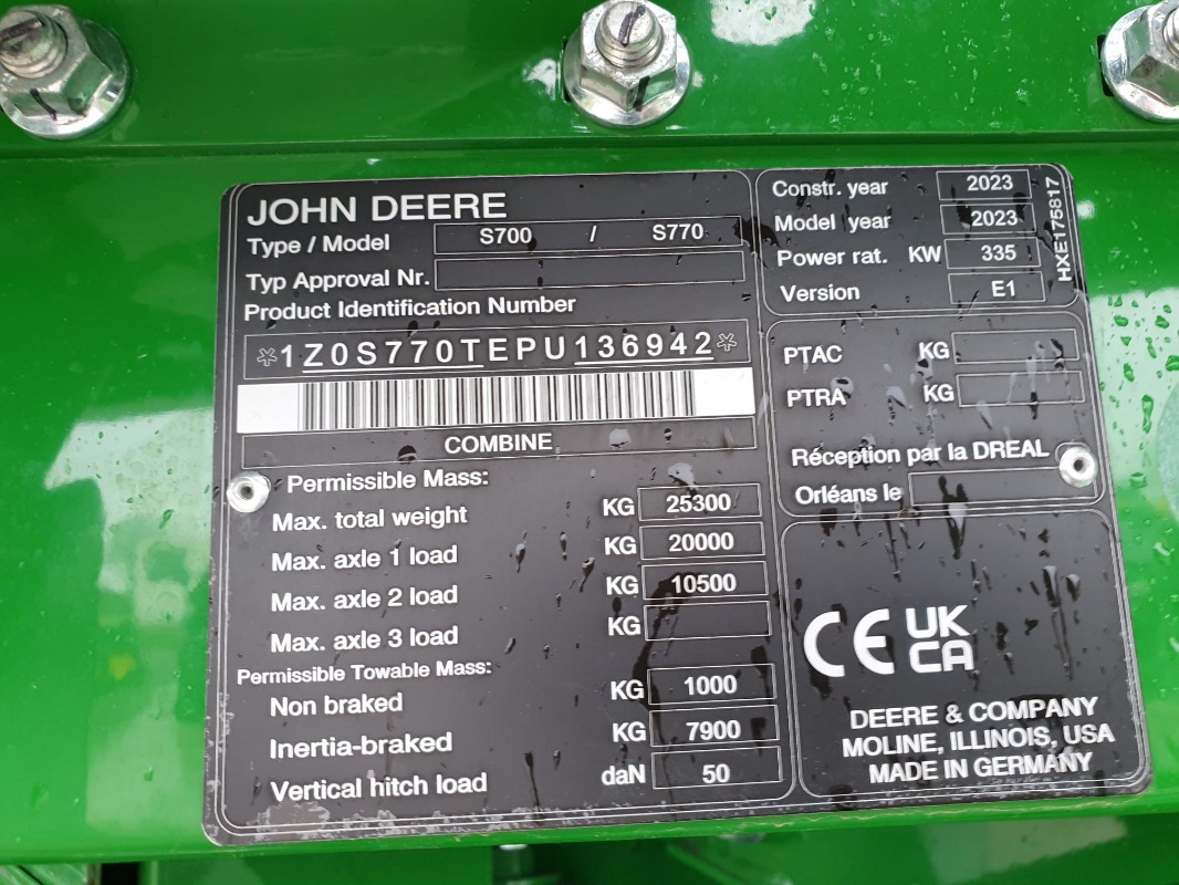 John Deere S770 - Máy gặt đập: hình 2 John Deere S770 - Máy gặt đập: hình 2