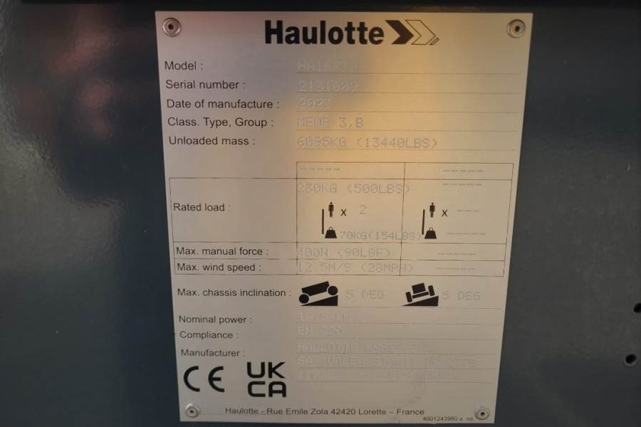 Haulotte HA16RTJ Valid Inspection, *Guarantee! Diesel, 4x4 - Xe nâng người nhiều khớp nối: hình 3 Haulotte HA16RTJ Valid Inspection, *Guarantee! Diesel, 4x4 - Xe nâng người nhiều khớp nối: hình 3
