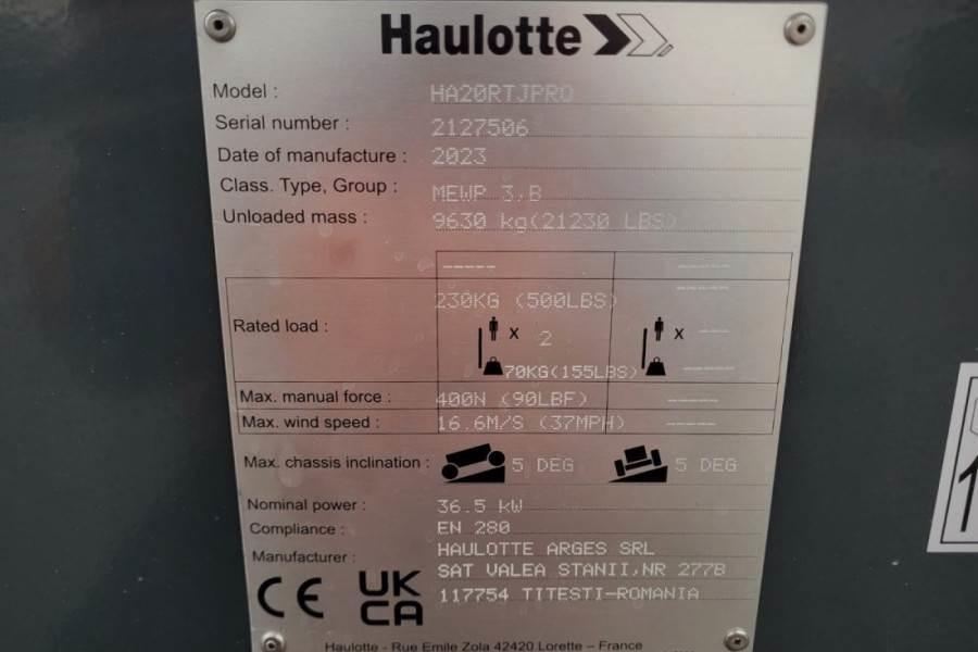 Haulotte HA20RTJ Pro Valid inspection, *Guarantee! 20.6 m W - Xe nâng người nhiều khớp nối: hình 5 Haulotte HA20RTJ Pro Valid inspection, *Guarantee! 20.6 m W - Xe nâng người nhiều khớp nối: hình 5