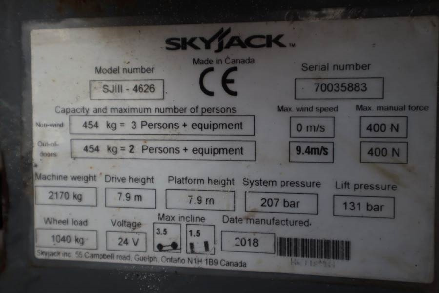SkyJack SJ4626 ELECTRIC, 10M WORKING HEIGHT, 454KG CAPACIT  - Máy nâng người hình kéo: hình 3 SkyJack SJ4626 ELECTRIC, 10M WORKING HEIGHT, 454KG CAPACIT  - Máy nâng người hình kéo: hình 3