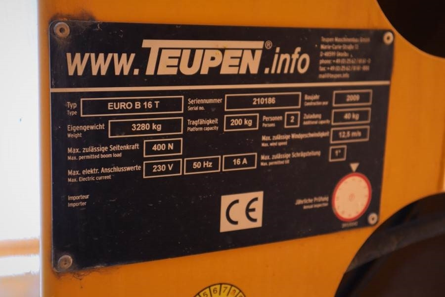 Teupen EURO B16T Driving Licence B/3, Diesel, 16m Working - Nền bục trên không gắn trên xe tải: hình 5 Teupen EURO B16T Driving Licence B/3, Diesel, 16m Working - Nền bục trên không gắn trên xe tải: hình 5