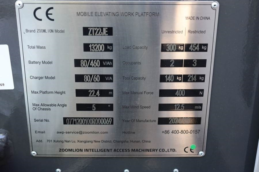 Xe nâng người hình viễn vọng kính Zoomlion ZT22JE Fully Electric Lithium-Powered, 4x4 Rough T: hình 6